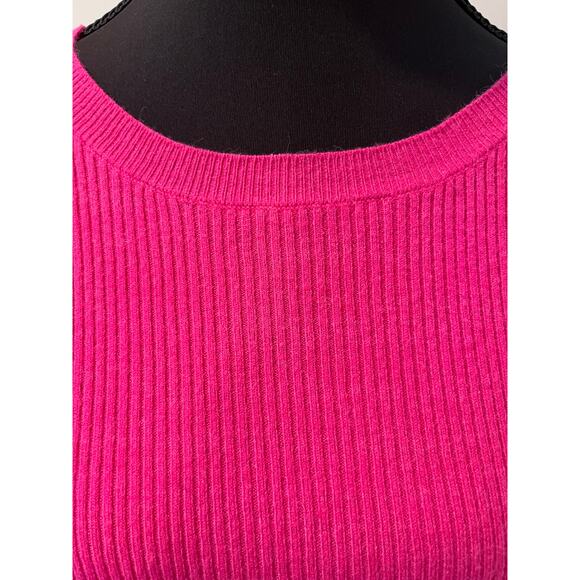 Hot Pink Ribbed Long Sleeve Sweater with Ruffled Cuffs - Picture 5 of 7